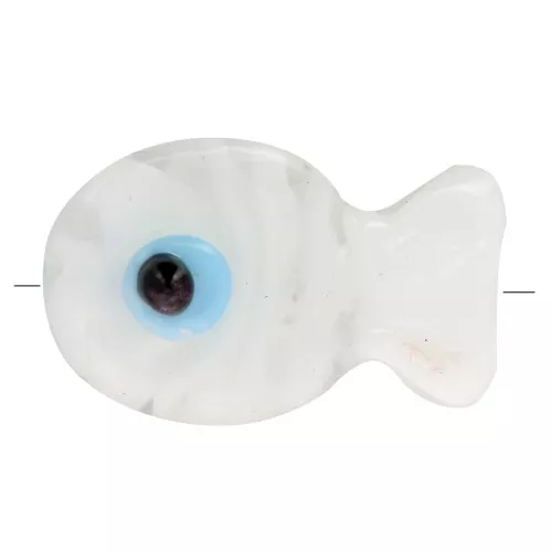 Perla di vetro per pesci 20x13 mm - Trasparente - Bianco x1