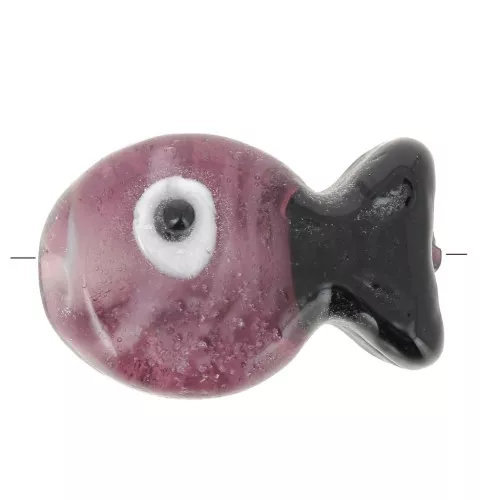 Perla di vetro per pesci 20x13 mm - Prugna - Nero x1