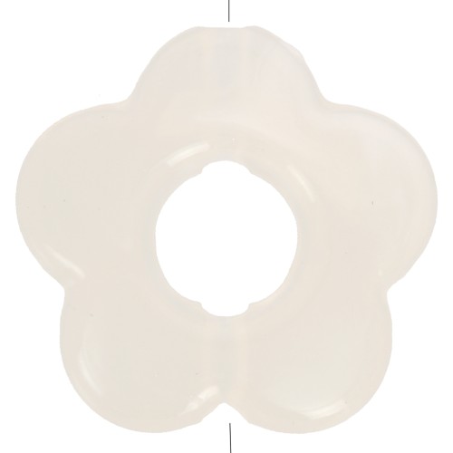 Perle di fiori in resina traslucida da 14 mm - Beige marmorizzato - Bianco x4