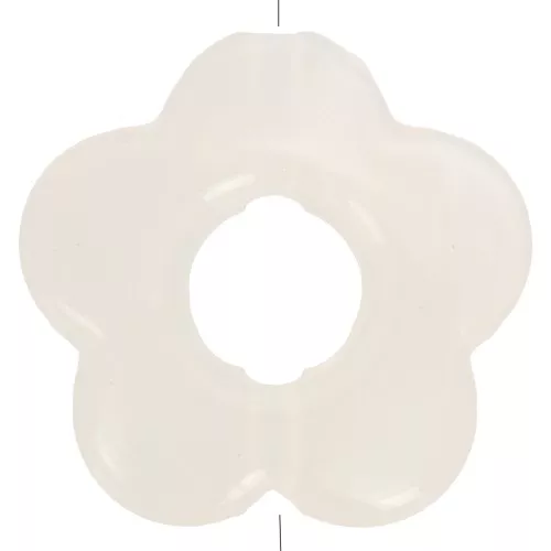 Perle di fiori in resina traslucida da 14 mm - Beige marmorizzato - Bianco x4