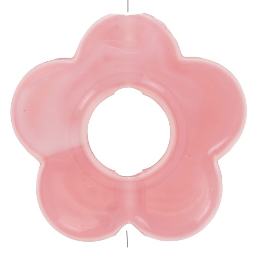 Perle di fiori in resina traslucida da 14 mm - Corallo rosa marmorizzato x4