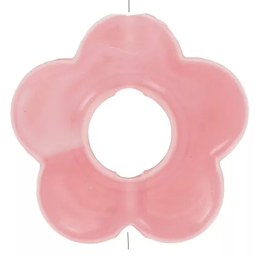 Perle di fiori in resina traslucida da 14 mm - Corallo rosa marmorizzato x4