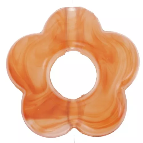 Perle di fiori in resina trasparente da 14 mm - Arancione scuro marmorizzato x4