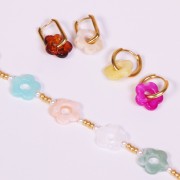 Perle di fiori in resina opaca 14 mm - Marrone scuro marmorizzato x4