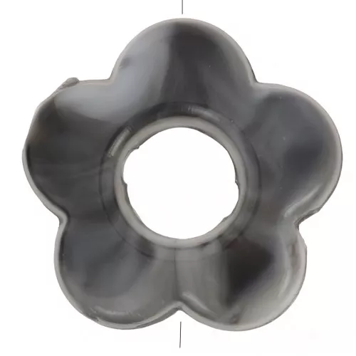 Perle floreali in resina opaca 14 mm - Bianco e nero marmorizzato x4