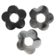 Perle floreali in resina opaca 14 mm - Bianco e nero marmorizzato x4