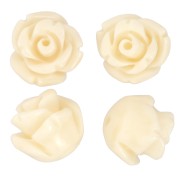 Perle di fiori sintetici semiperforati da 8 mm - Ecru x4