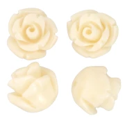Perle di fiori sintetici semiperforati da 8 mm - Ecru x4