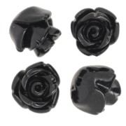 Perle di fiori sintetici semiperforati da 8 mm - Nero x4