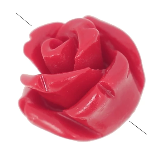 Perle di fiori sintetici semiperforati da 8 mm - Rosso x4