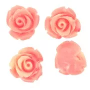 Perle di fiori sintetici da 10 mm - Rosa salmone marmorizzato - Crema x4