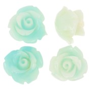 Perle floreali sintetiche da 10 mm - Turchese marmorizzato x4