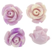 Perle di fiori sintetici da 10 mm - Lilla marmorizzato - Crema x4