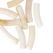 Perle tubolari curve 19x5 mm in acrilico opaco - Beige marmorizzato - Marrone x10