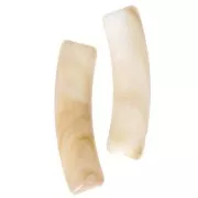 Perle tubolari curve 19x5 mm in acrilico opaco - Beige marmorizzato - Marrone x10