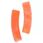 Perline tubolari curve 19x5 mm in acrilico traslucido - Arancione marmorizzato x10