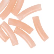Perline tubolari curve 19x5 mm in acrilico traslucido - Salmone marmorizzato x10