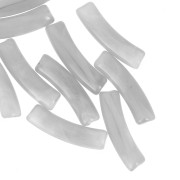 Perle tubolari curve in acrilico traslucido 19x5 mm - Grigio marmo x10