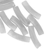 Perle tubolari curve in acrilico traslucido 19x5 mm - Grigio marmo x10