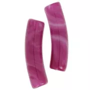 Perline tubolari curve in acrilico opaco 19x5 mm - Prugna marmorizzata x10