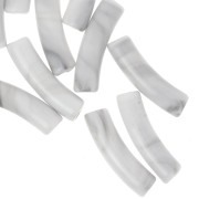 Perline tubolari curve 19x5 mm in acrilico opaco - Bianco marmorizzato - Grigio x10