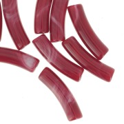 Perline tubolari curve 19x5 mm in acrilico opaco - Rosso marmorizzato x10