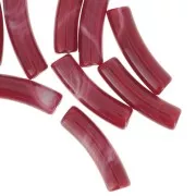 Perline tubolari curve 19x5 mm in acrilico opaco - Rosso marmorizzato x10