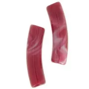 Perline tubolari curve 19x5 mm in acrilico opaco - Rosso marmorizzato x10