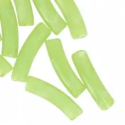 Perle tubolari curve 19x5 mm in acrilico traslucido - Verde chiaro marmorizzato x10