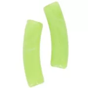 Perle tubolari curve 19x5 mm in acrilico traslucido - Verde chiaro marmorizzato x10