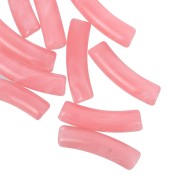 Perline tubolari curve 19x5 mm in acrilico traslucido - Rosa corallo marmorizzato x10