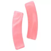Perline tubolari curve 19x5 mm in acrilico traslucido - Rosa corallo marmorizzato x10
