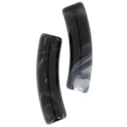Perle tubolari curve in acrilico opaco 19x5 mm - Nero marmorizzato x10