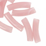 Perle tubolari curve in acrilico traslucido 19x5 mm - Rosa chiaro marmorizzato x10
