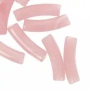 Perline tubolari curve 19x5 mm in acrilico traslucido - Rosa chiaro marmorizzato x10