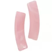 Perline tubolari curve 19x5 mm in acrilico traslucido - Rosa chiaro marmorizzato x10