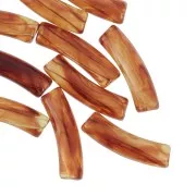 Perline tubolari curve 19x5 mm in acrilico trasparente - Ambra marmorizzata x10