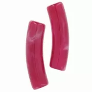 Perline tubolari curve 19x5 mm in acrilico opaco - Lampone marmorizzato x10