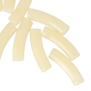 Perle tubolari curve in acrilico traslucido 19x5 mm - Giallo chiaro marmorizzato x10|raw }}