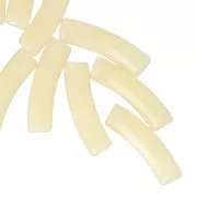 Perle tubolari curve in acrilico traslucido 19x5 mm - Giallo chiaro marmorizzato x10