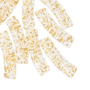 Perline a tubo curvo in acrilico chiaro 19x5 mm - Glitter oro x10