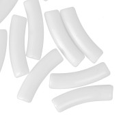 Perline tubolari curve in acrilico opaco 19x5 mm - Bianco x10