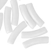 Perline tubolari curve in acrilico opaco 19x5 mm - Bianco x10