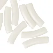Perline tubolari curve 19x5 mm in acrilico opaco - Ecrù x10