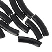Perline tubolari curve 19x5 mm in acrilico opaco - Nero x10