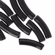 Perline tubolari curve 19x5 mm in acrilico opaco - Nero x10