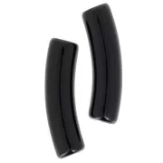 Perline tubolari curve 19x5 mm in acrilico opaco - Nero x10
