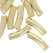 Perline tubolari curve 19x5 mm in acrilico opaco - Oro x10