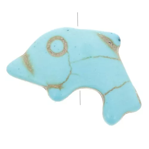 Perla di delfino 12x19 mm in pietra semipreziosa colorata Howlite - Turchese x1