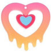 Pendente a cuore scavato in acrilico 37x37,5 mm - Rosa - Arancione Brillantini x1|raw }}